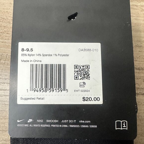 NWT Nike Unisex Spark Dri-FIT Lightweight Running Ankle Socks Size Medium (Black - Picture 8 of 10